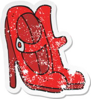 Retro noodlijdende sticker van een cartoon schoenen met hoge hakken png