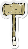 retro distressed sticker of a cartoon wooden hammer png