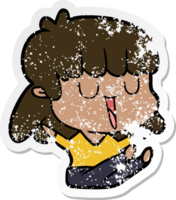 distressed sticker of a cartoon woman png