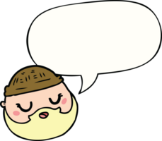 cartoon male face with beard with speech bubble png