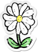 autocollant rétro en détresse d'un symbole de fleur de dessin animé png