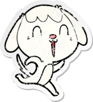 distressed sticker of a cute cartoon dog crying png