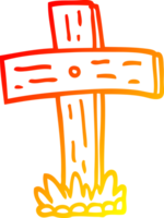 warm gradient line drawing of a cartoon graveyard cross png