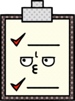 comic book style cartoon of a check list png