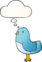 cartoon bird with thought bubble in smooth gradient style png