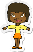 sticker of a cartoon woman with open amrs png