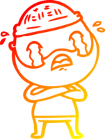 warm helling lijn tekening van een tekenfilm gebaard Mens huilen png