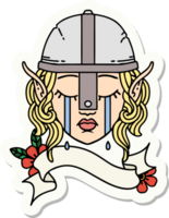 sticker of a crying elf fighter character face png