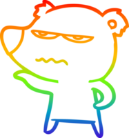 arco iris degradado línea dibujo de un enojado oso dibujos animados png