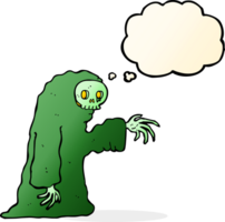 cartoon spooky halloween costume with thought bubble png