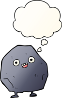 cartoon rock with thought bubble in smooth gradient style png