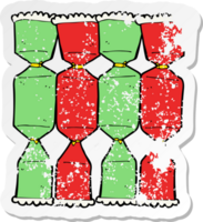 retro distressed sticker of a cartoon christmas cracker png