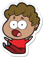 sticker of a cartoon man gasping in surprise png