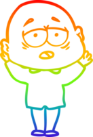 arcobaleno pendenza linea disegno di un' cartone animato stanco Calvo uomo png