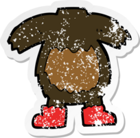 adesivo retrô angustiado de um corpo de urso preto de desenho animado png