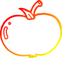 warm gradient line drawing of a cartoon apple png