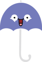 flat color retro cartoon of a umbrella png