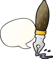 cartoon traditional fountain pen with speech bubble in smooth gradient style png