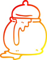 warm gradient line drawing of a cartoon honey pot png