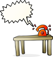 hand drawn speech bubble cartoon phone ringing on desk png