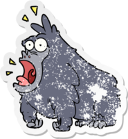 distressed sticker of a cartoon shouting gorilla png