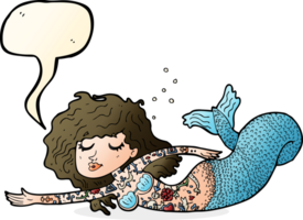 cartoon mermaid covered in tattoos with speech bubble png