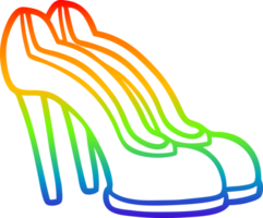 rainbow gradient line drawing of a cartoon red shoes png