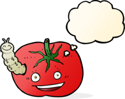 cartoon tomato with bug with thought bubble png