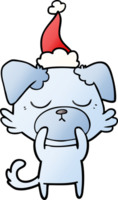 cute hand drawn gradient cartoon of a dog wearing santa hat png