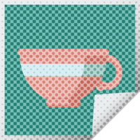 café taza gráfico ilustración cuadrado pegatina png