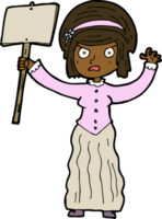 mulher vitoriana de desenho animado protestando png