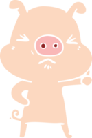 flat color style cartoon angry pig png