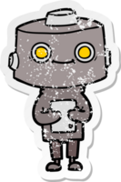 adesivo angustiado de um robô de desenho animado png