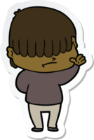 sticker of a cartoon boy with untidy hair png