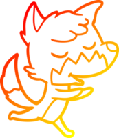 warm gradient line drawing of a friendly cartoon fox running png