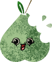 retro illustration style cartoon of a green pear png