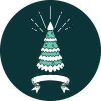 icon of a tattoo style snow covered pine tree png