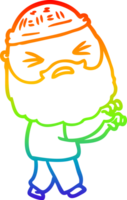 arco iris degradado línea dibujo de un dibujos animados hombre con barba png