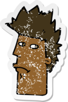 retro distressed sticker of a cartoon nervous expression png