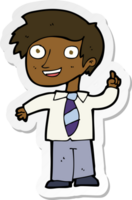 sticker of a cartoon school boy with idea png