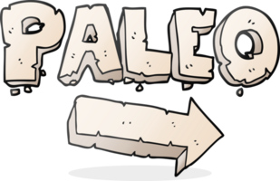 hand drawn cartoon paleo diet pointing arrow png