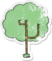 distressed sticker of a quirky hand drawn cartoon tree png