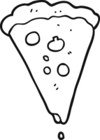 hand drawn black and white cartoon pizza png