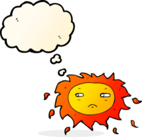 cartoon sad sun with thought bubble png