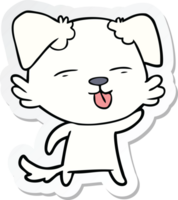 sticker of a cartoon dog sticking out tongue png