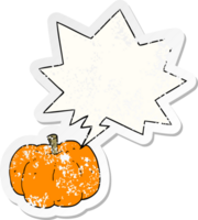 cartoon pumpkin with speech bubble distressed distressed old sticker png