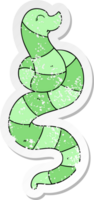 distressed sticker of a quirky hand drawn cartoon snake png