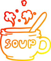 calentar degradado línea dibujo de un dibujos animados de caliente sopa png