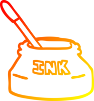 warm gradient line drawing of a cartoon ink pot png