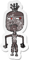 retro distressed sticker of a cartoon robot png